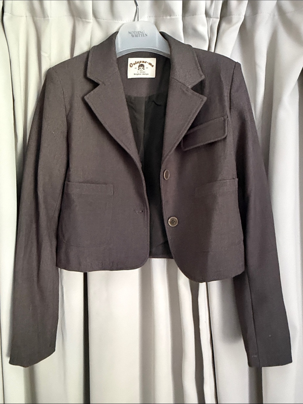 Women’s Cropped Blazer Jacket in Dark Gray